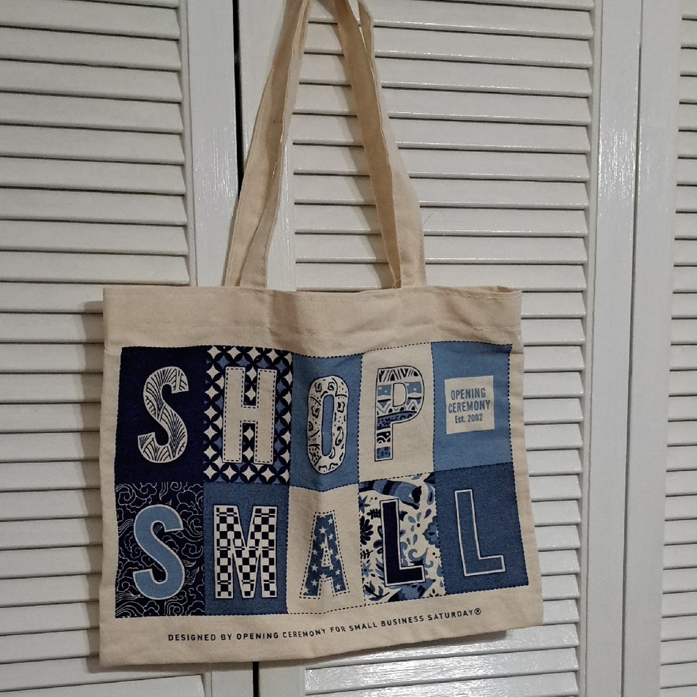 Opening Ceremony Blue and Cream Canvas Tote